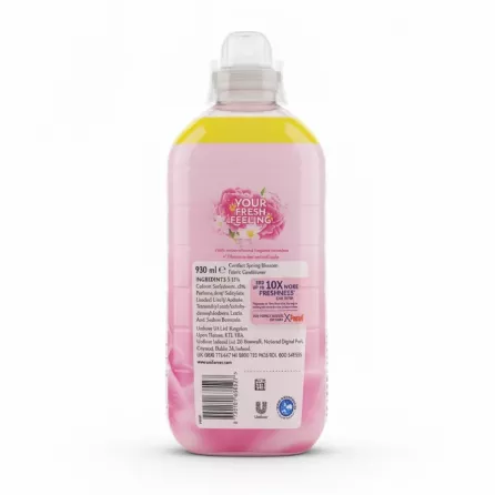 Comfort Fresh Spring Blossom Fabric Conditioner back label with ingredients and usage