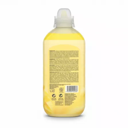 Back label of Comfort Fresh Fabric Conditioner Sunnshiny Days with ingredients and details