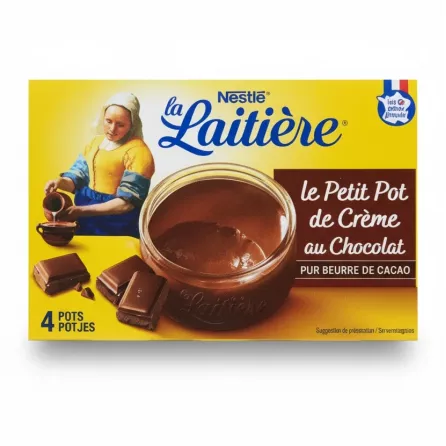 Nestlé La Laitière Chocolate Cream Pots 4 pack front packaging
