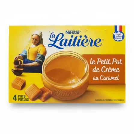 Nestlé La Laitière caramel cream pot packaging with four pots