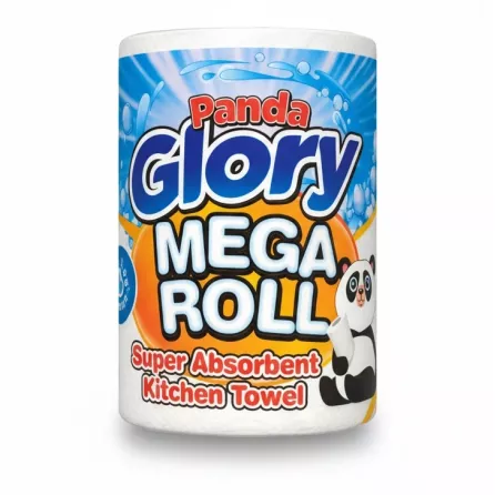 Panda Glory Mega Roll kitchen towel front packaging with panda mascot