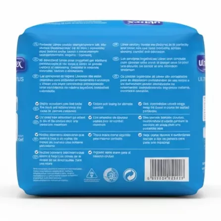 Ultrex Ultra Plus Sanitary Pads pack back with product features