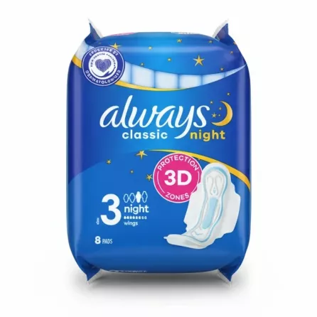 Always Classic Night Sanitary Pads blue packaging