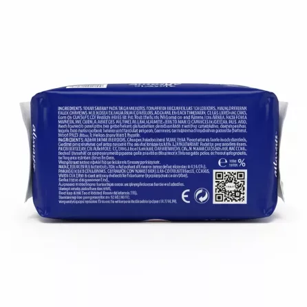 Back of Always Classic Night Sanitary Pads pack with product information