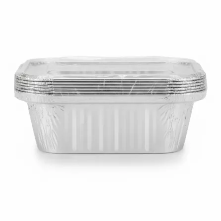 side view of foil dish and lid