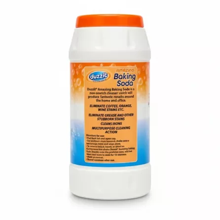 Duzzit Amazing Baking Soda container back label with instructions