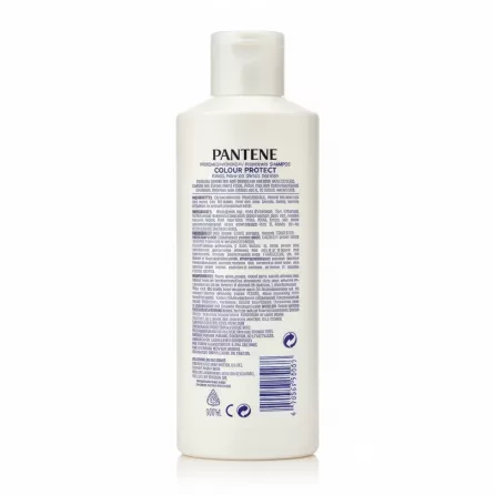 Pantene Pro-V Colour Protect Shampoo bottle back with ingredients and barcode