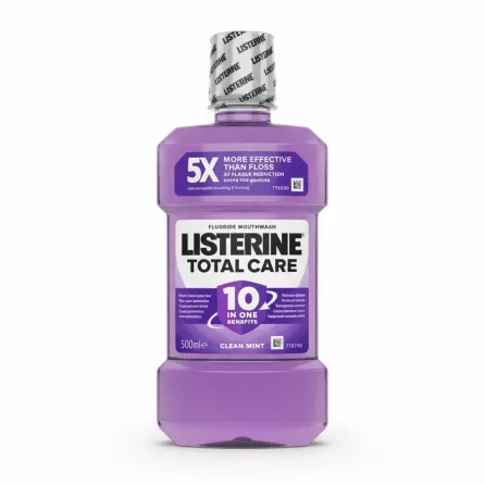 Listerine Total Care Fluoride Mouthwash 500ml front bottle