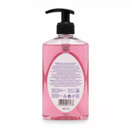 Knights Castle Garden Rose luxury hand soap bottle back view showing ingredients and barcode