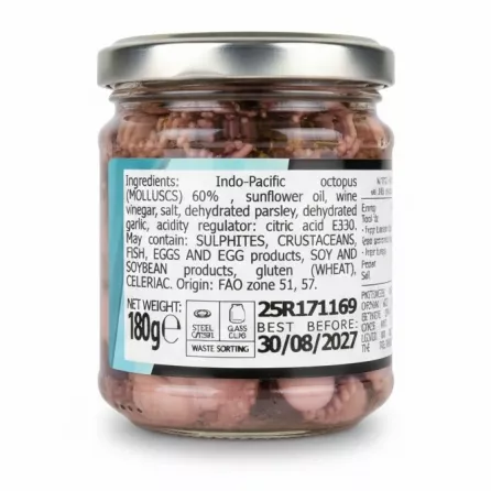 Borrelli Small Octopus jar ingredient and origin label
