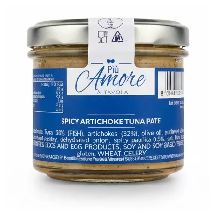 Jar of Più Amore Spicy Artichoke Tuna Pate