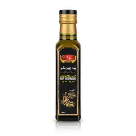 Sedi Hisham Virgin Olive Oil front label bottle with gold cap