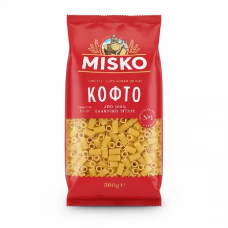 Misko Tubetti pasta in red packaging showing pasta shape