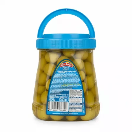 Back label of olive jar showing ingredients and nutritional facts