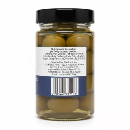 Back of jar showing nutritional information and barcode
