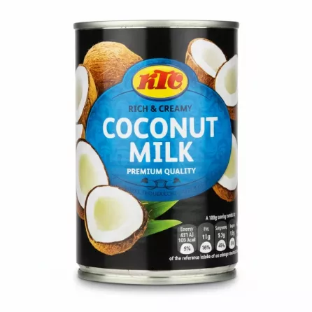Can of KTC Coconut Milk with rich and creamy label