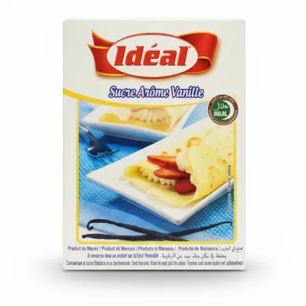 Idéal vanilla sugar flavour box back with dessert image