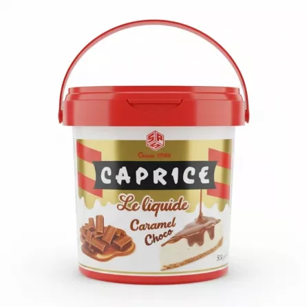 Container of Caprice liquid caramel choco spread front view