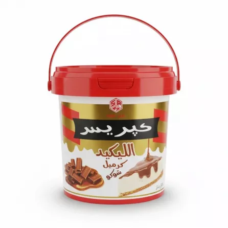 Caprice caramel choco spread packaging with red lid and handle