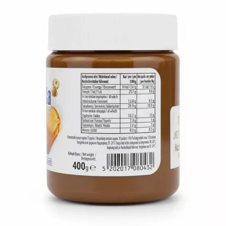 Back of Melinda Hazelnut Praline with nutritional facts and barcode