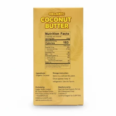 back label showing nutrition facts and ingredients