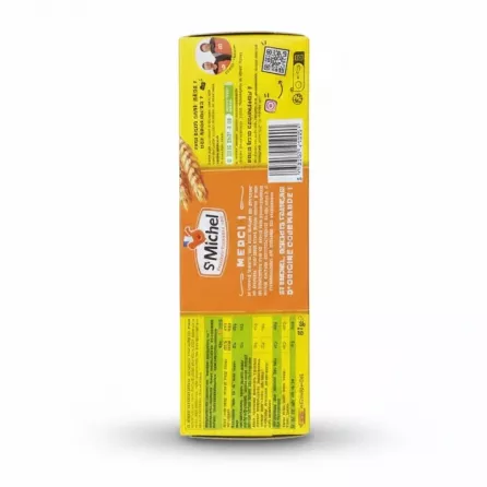Back of St Michel Le Palmier Butter Biscuits box with ingredients and nutritional info