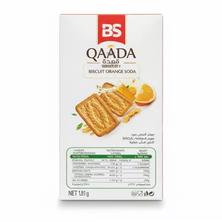 Nutrition facts and ingredients details on the biscuit box