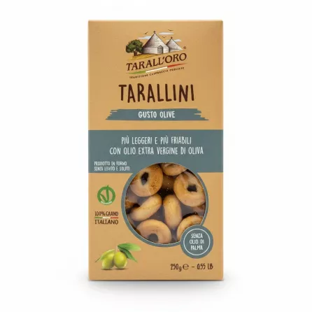 Box of Tarall'Oro Tarallini with olive flavour