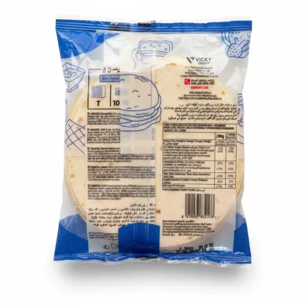 Back of Dulcesol taco package with nutritional and ingredient information