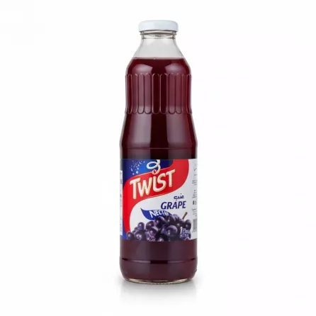 Glass bottle of Twist grape nectar drink front view