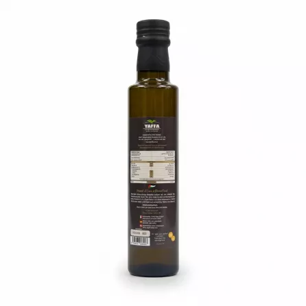 Yaffa Palestinian Extra Virgin Olive Oil back label bottle with nutrition facts