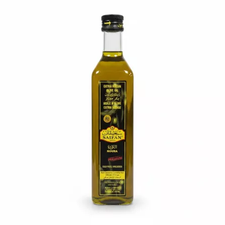 Bottle of Saifan Extra Virgin Olive Oil front label
