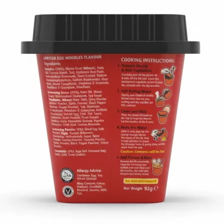 Back packaging showing ingredients and cooking instructions