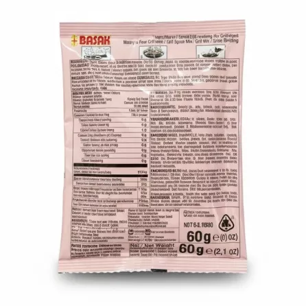 Basak Izgara Harci grill spice mix pack back showing ingredients and nutrition