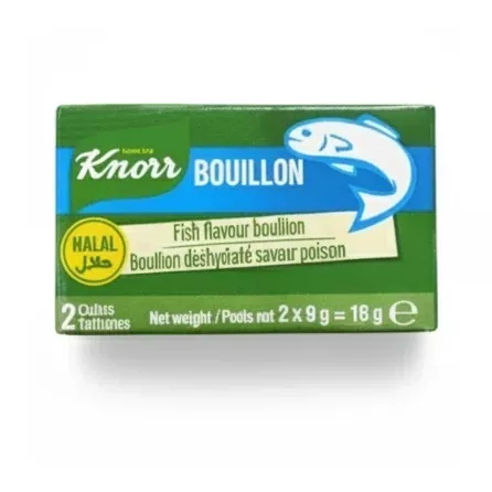 Knorr Fish Flavour Bouillon small green  pack prominent and on white background