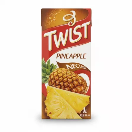 Twist Pineapple Nectar 1 litre carton front view with pineapple image