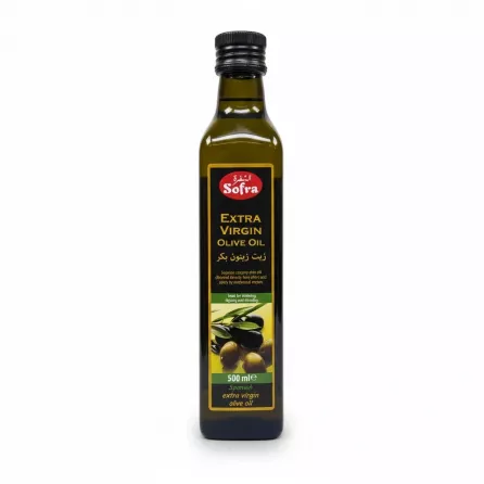 Sofra brand extra virgin olive oil 500ml bottle front label