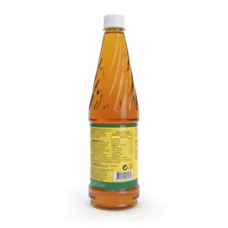 Back of Shama mustard oil bottle with product details and barcode