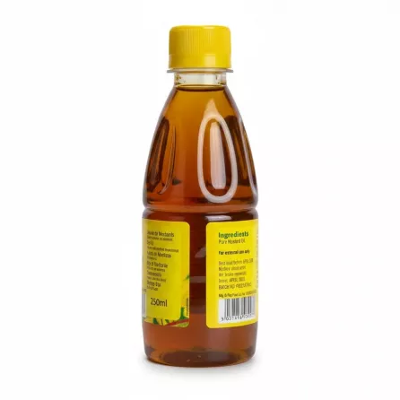 Back label of Heera mustard oil with ingredients and barcode