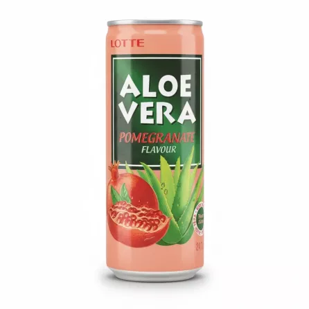 Lotte Aloe Vera Pomegranate flavour drink can front