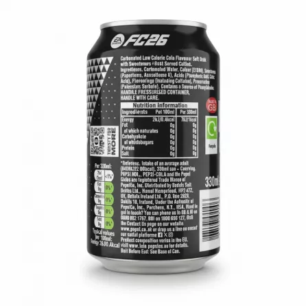 Nutritional and ingredient information on Pepsi Max can