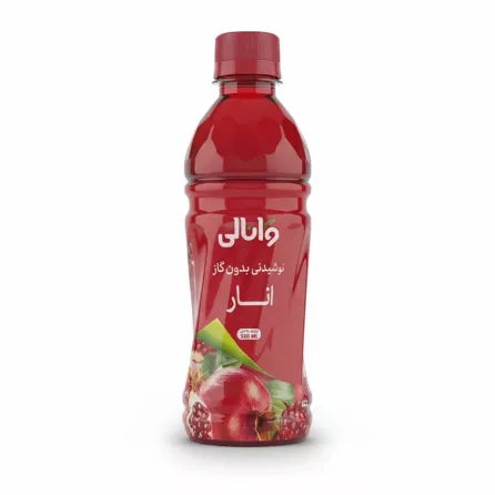 Bottle of Vanali pomegranate fruit juice front label