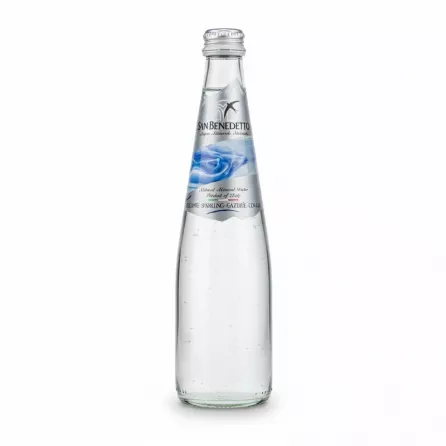 San Benedetto sparkling mineral water glass bottle front view