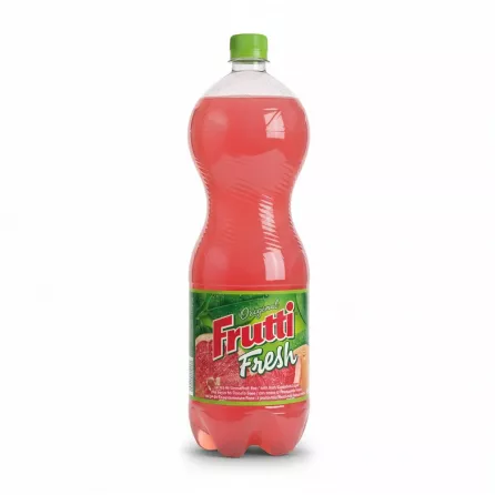 Bottle of Frutti Fresh pink grapefruit carbonated drink front label view