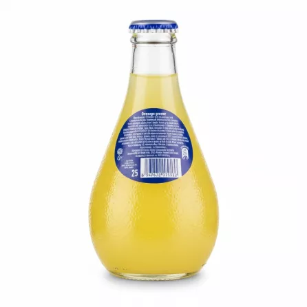Back of Orangina bottle showing detailed label and barcode