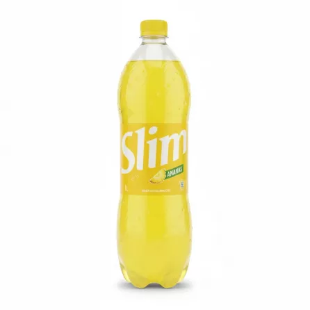 Slim brand pineapple flavoured sparkling soft drink in a yellow 1L plastic bottle front view