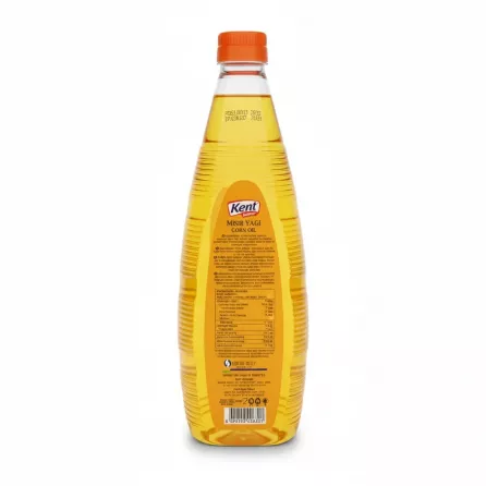 Kent Corn Oil 1 litre bottle back view with nutritional and product information