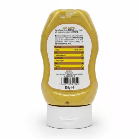 Back label of Al Maeda Dijon Mustard showing ingredients and nutritional info