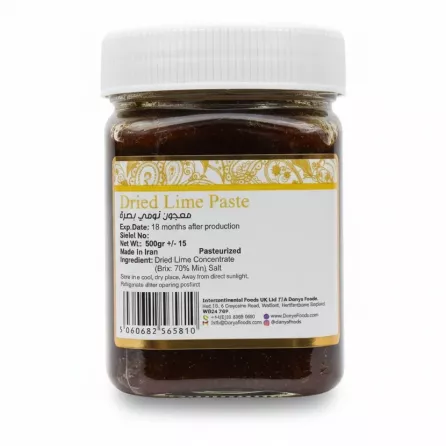 Donya dried lime paste jar back label with product details