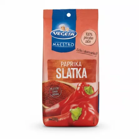 Vegeta Maestro Ground Sweet Paprika 200g front packaging showing red paprika and price label